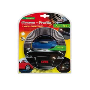 LAMPA PROFILO CROMATO STRISCIA ADESIVA AUTO INTERNO ESTERNO TUNING 7mm 4mt