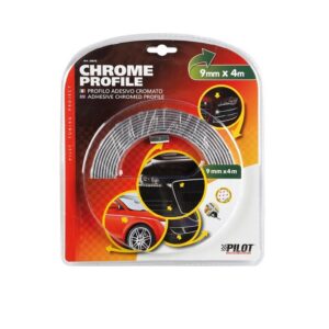 LAMPA PROFILO CROMATO STRISCIA ADESIVA AUTO INTERNO ESTERNO TUNING 9mm 4mt