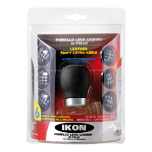 POMELLO LEVA CAMBIO IN PELLE E ALLUM. 7 EMBLEMI INTERCAMB. IKON SPORT