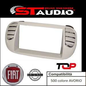 MASCHERINA 2 DIN FIAT NUOVA 500 PRESE ARIA KIT COMPLETO COLORE AVORIO