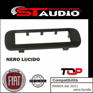 MASCHERINA AUTORADIO 1 DIN FIAT PANDA 2011 IN POI ADATTATORE UN DIN NERA OPACO