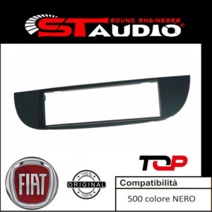 MASCHERINA AUTORADIO 1 DIN FIAT 500 DAL 2007 IN POI ADATTATORE UN DIN NERO