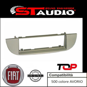 MASCHERINA AUTORADIO 1 DIN FIAT 500 DAL 2007 IN POI ADATTATORE UN DIN AVORIO