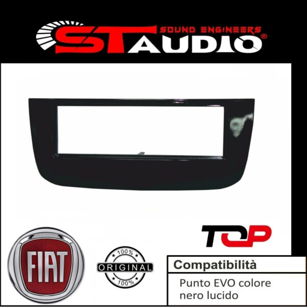 MASCHERINA RADIO 1 DIN FIAT GRANDE PUNTO EVO 2009 IN POI ADATTATORE UN DIN NERO LUCIDO