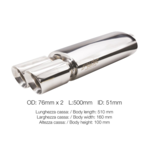 Marmitta rotonda doppia acciaio inox Simoni Racing